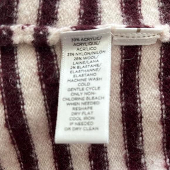 Loft Burgundy/Cream Striped Short Sleeve Sweater - Picture 8 of 8